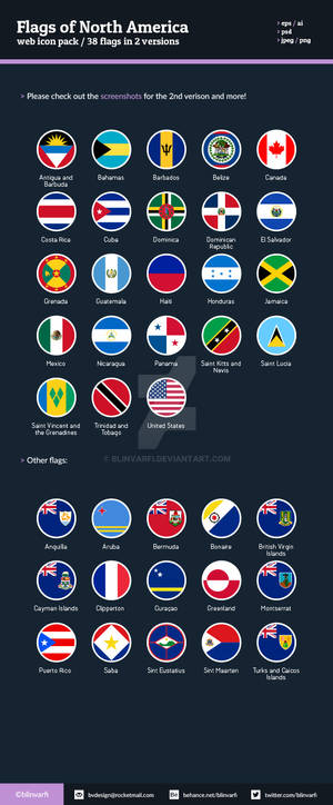 Flags of North America - Flat Icons