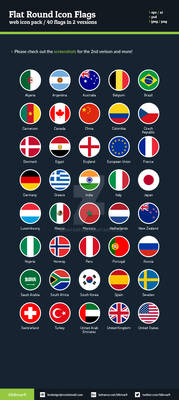 Flat Round Icon Flags