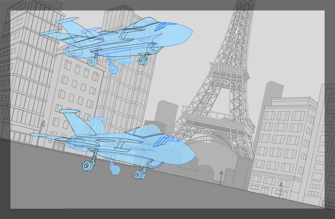 Gotham with Invisible Jet, Eiffel Tower by ultrapaul