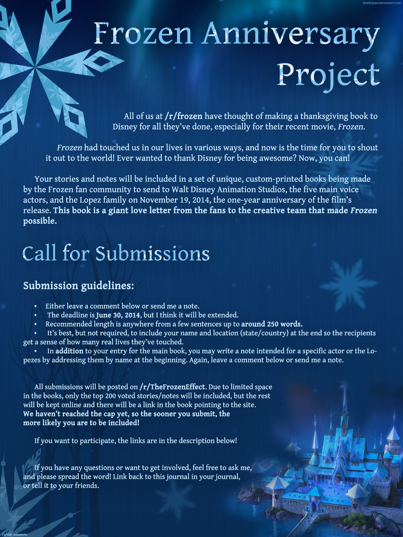 Frozen Anniversary Project Poster: Submissions