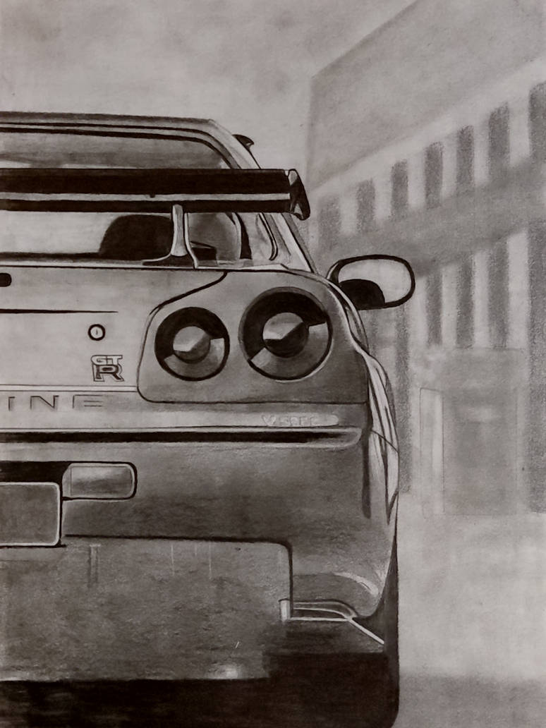 Nissan Skyline R34 pencil drawing. by Klintaa on DeviantArt