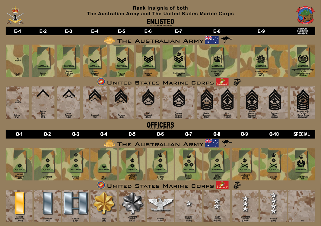 Addf Ranks Australia Australian Badges Of Military Rank Chart