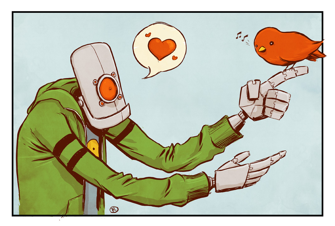 Robots love birds.