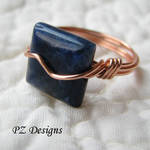 Sodalite and Copper Ring