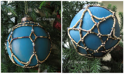 Christmas Ornament - Teal and Gold