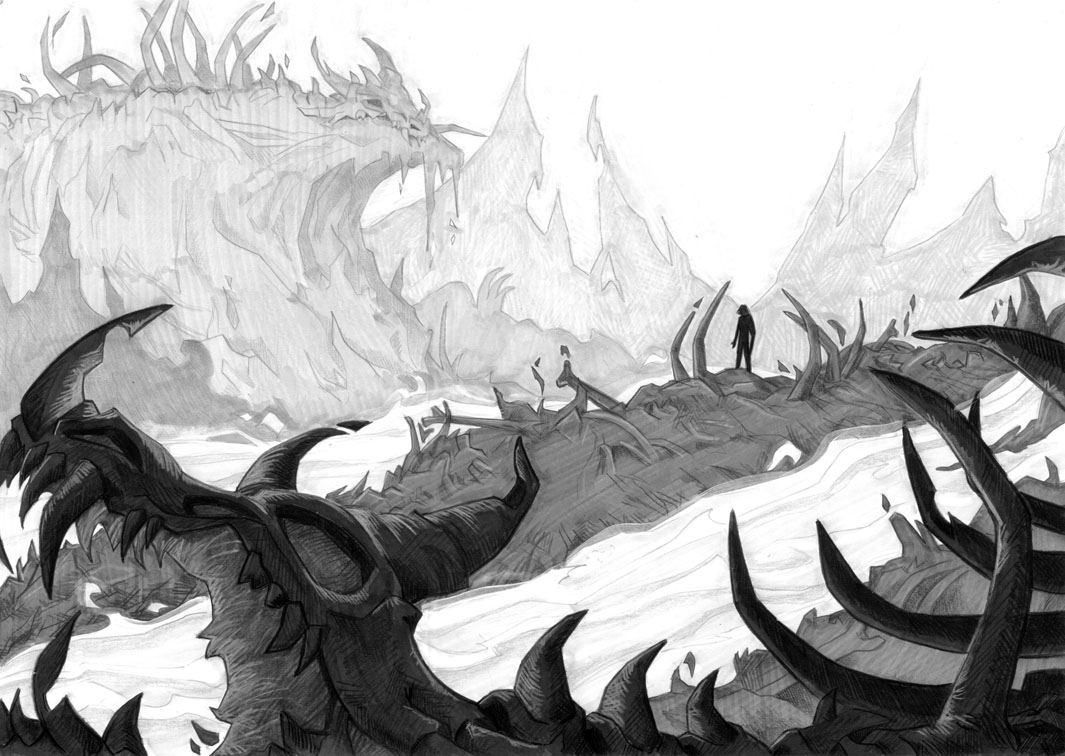 Dragon Graveyard - grayscale