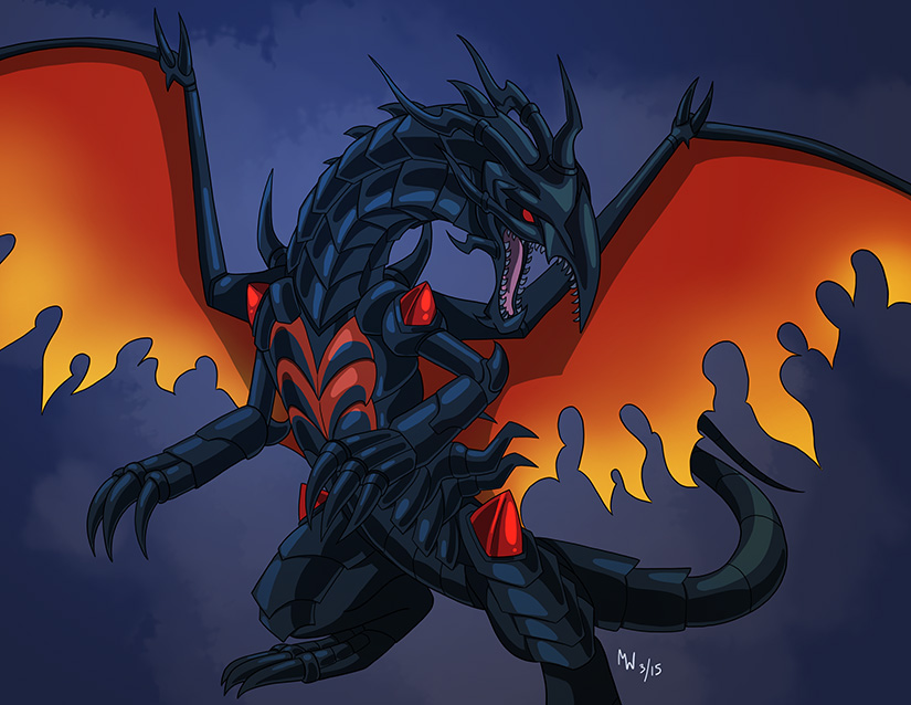 Comm - Red Eyes Black Inferno Dragon by LynxGriffin on. facebook. 