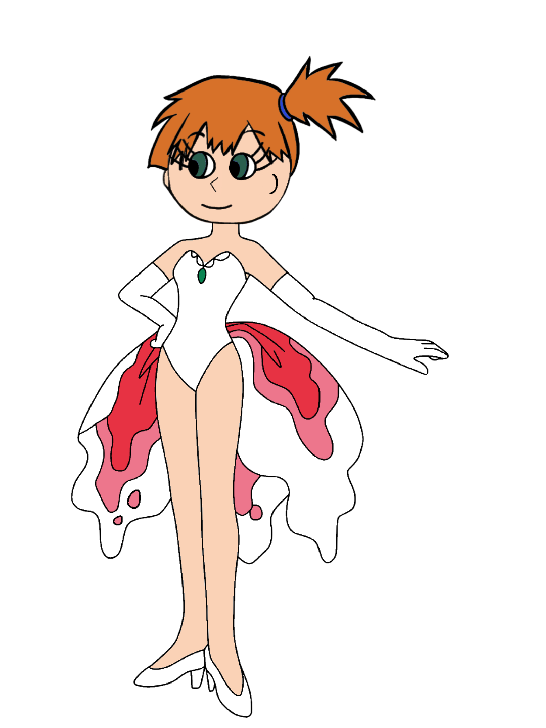 Misty in her goldeen dress