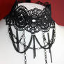 Wide lace Black chain Choker