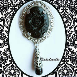 Black rose  brooch-pendant