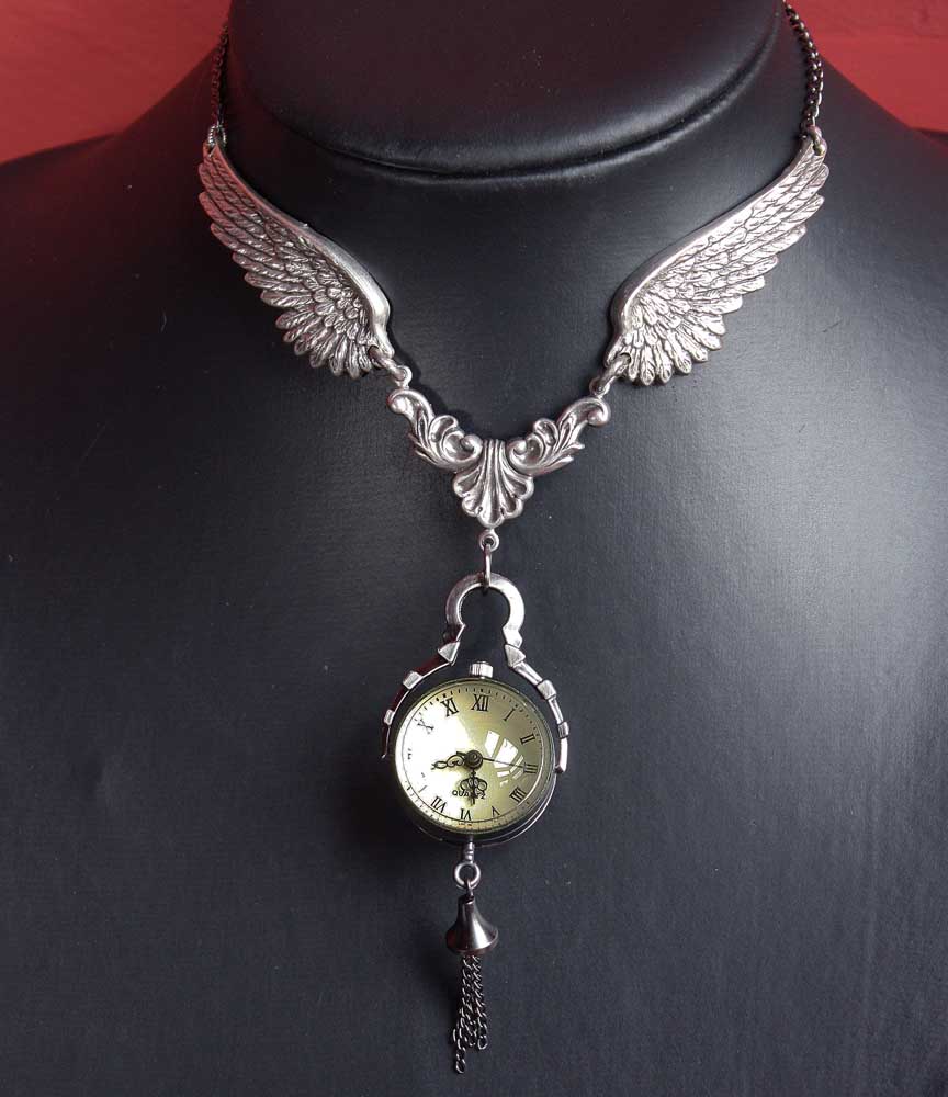 winged pocket watch pendant