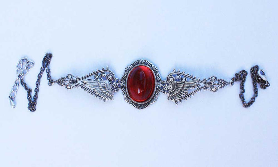 Ruby red winged necklace