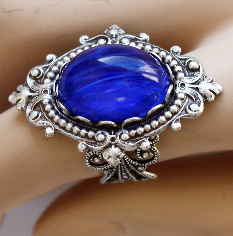 Sapphire blue gothic ring