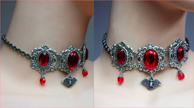 Bloody vampire bat necklace