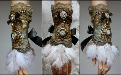 Feather Cuff With Cat Cameo