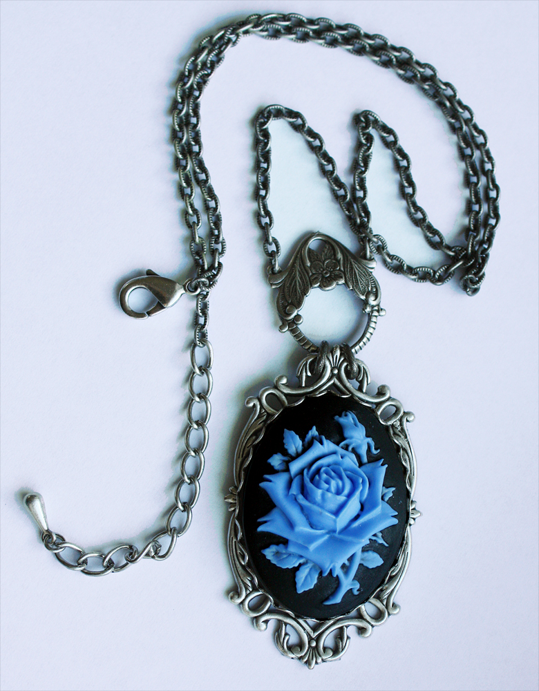 Blue rose necklace