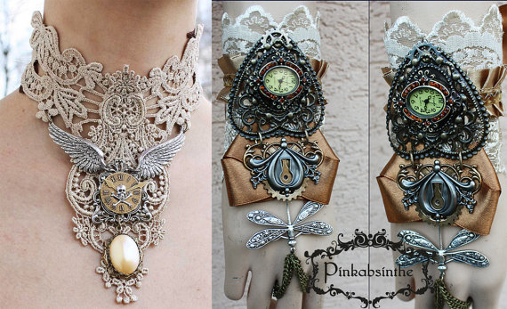 SALE Steampunk collar and watch cuff