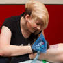 Liz Venom working on a tattoo at Bombshell