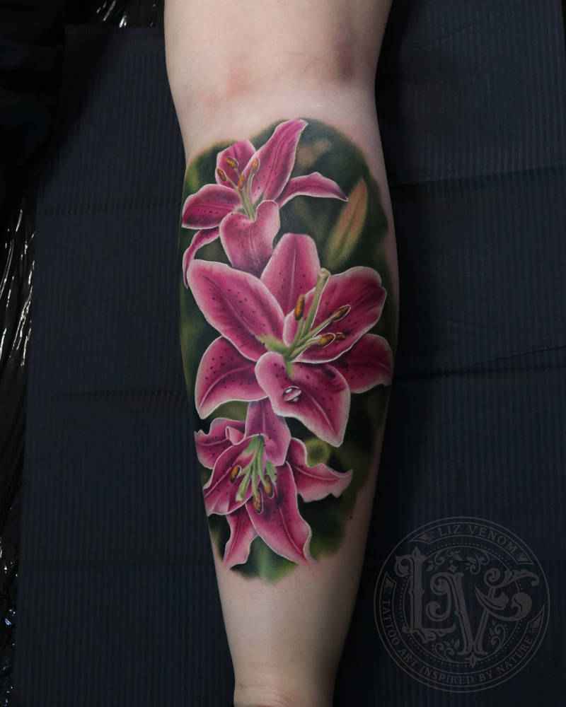 realistic Stargazer lily flower tattoo, liz venom by LizVenom on DeviantArt