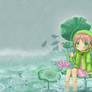 A girl and lotuses