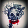 bleeding skull tattoo flash