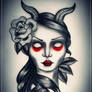 devil girl tattoo flash