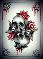 LOVE YOU TO DEATH tattoo flash skulls