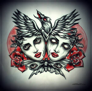 DEAD HEADS with RAVEN tattoo design