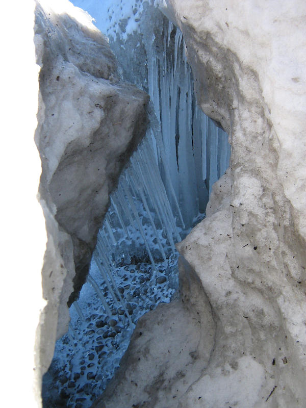 blue ice crack