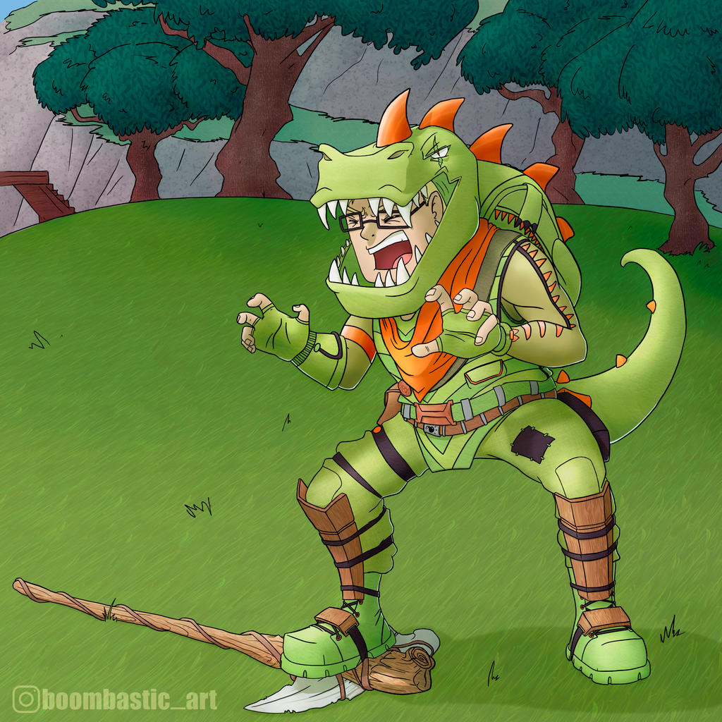 Me in the Fortnite Dinosaur Skin by BoombasticArts on DeviantArt