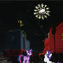 Thomas And James Watch Fireworks With Their Ponies