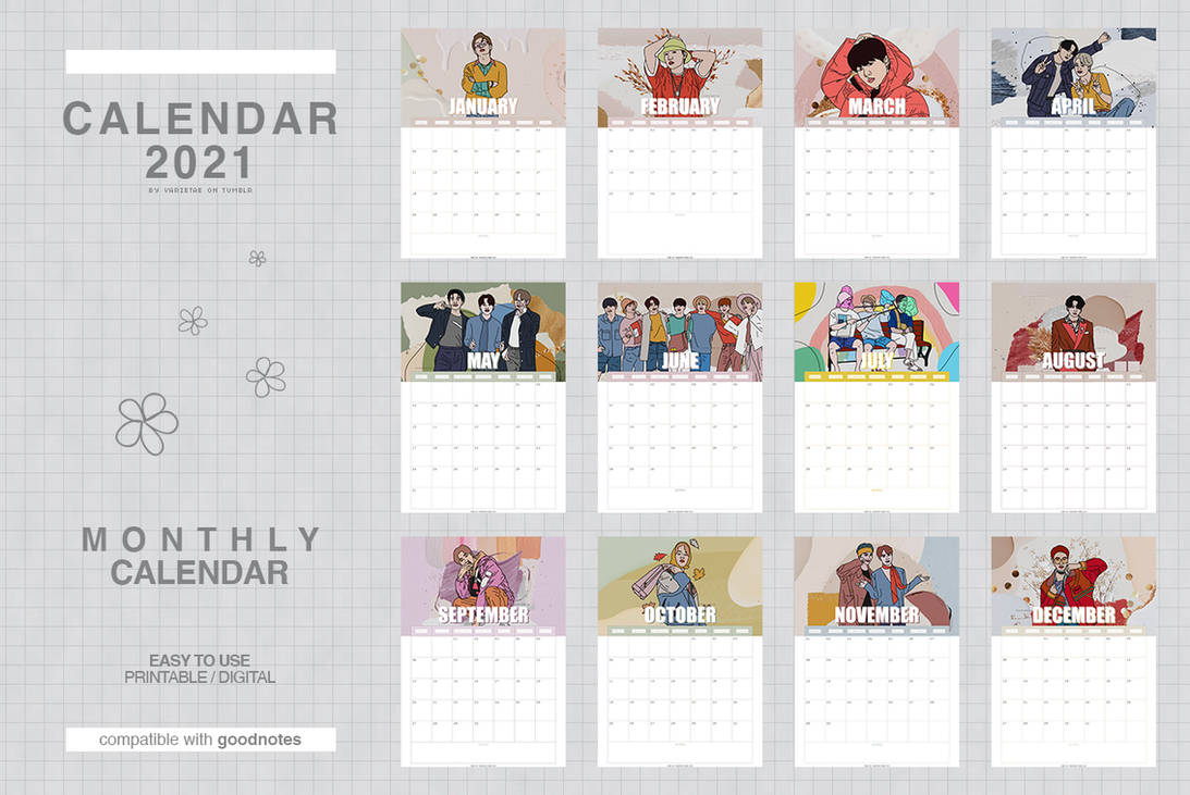 bts calendar 2021 by varietae on deviantart