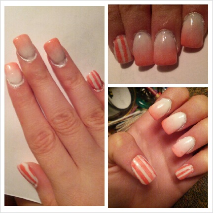 Pink and White Striped Nails