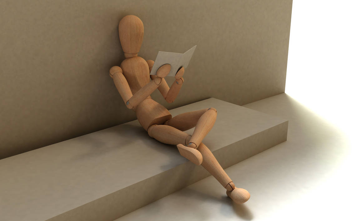 3d mannequin, reading