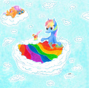 If your throw a blue pony into a rainbow bath...