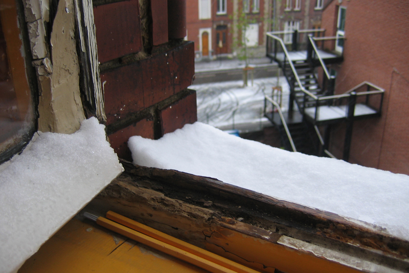 Snowy window corner