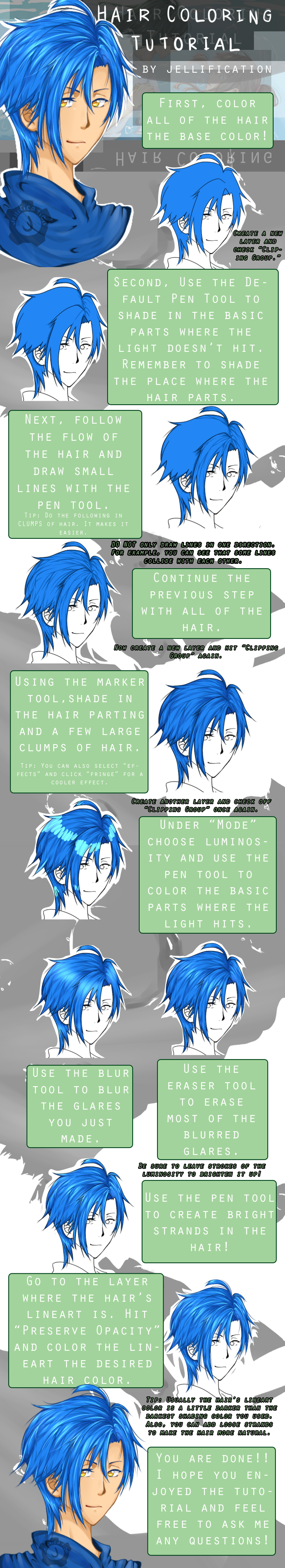 Hair Coloring Tutorial [Paint Tool SAI]