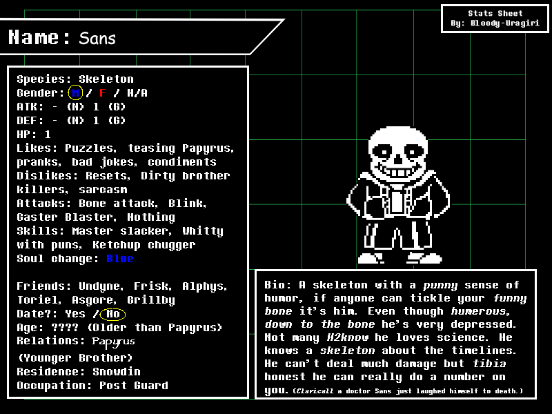 Sans Check Stats Stats Sheet - Sans by Bloody-Uragiri on DeviantArt