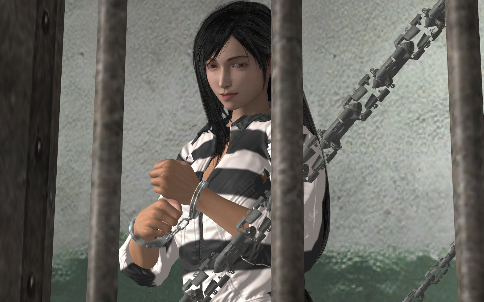 prison uniform, straitjacket, pixai / 2. Tifa - Detained - pixiv