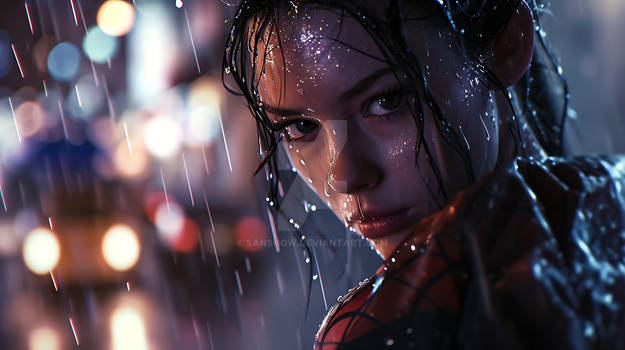 spider woman in the rain