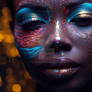 Black Woman With Bioluminescent Colorful