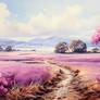 Purple Lilac Field In Watercolor