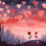 illustration of a whimsical Valentines