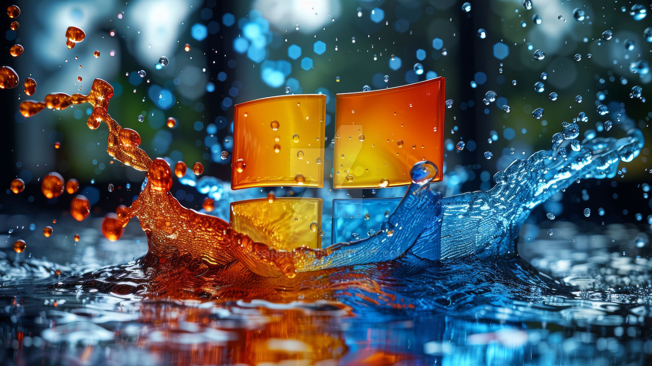 Windows Logo being splashed by SanShow on DeviantArt