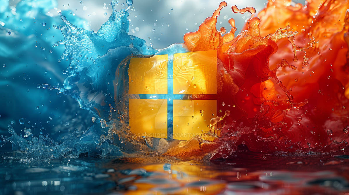 Windows Logo being splashed by SanShow on DeviantArt