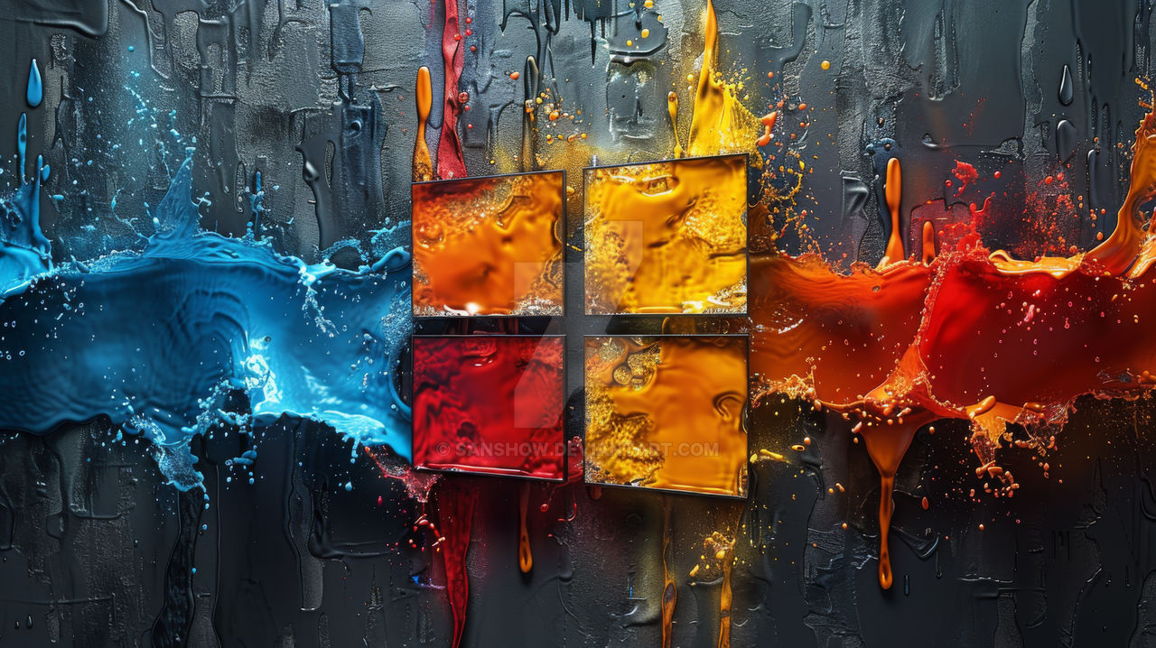 Windows Logo being splashed by SanShow on DeviantArt