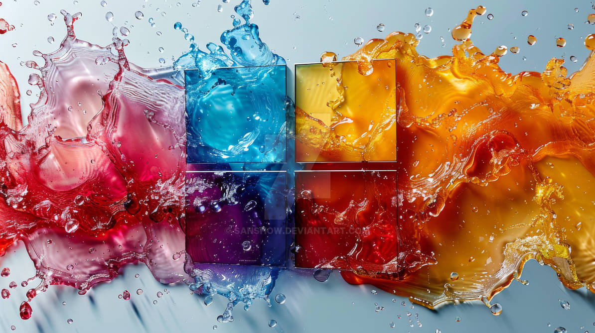 Windows Logo being splashed by SanShow on DeviantArt