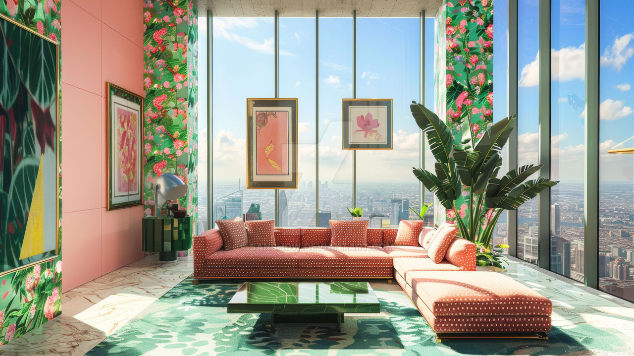 Illustration of Minimalist Penthouse Apartment Skyscraper Design