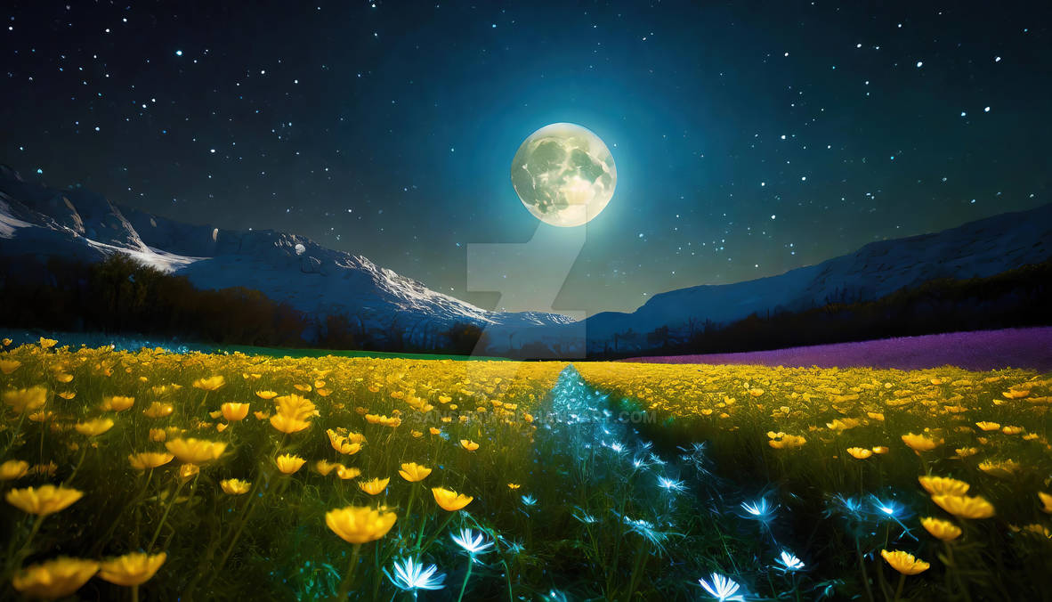 Spring Fields Night Flower Field at Night by SanShow on DeviantArt