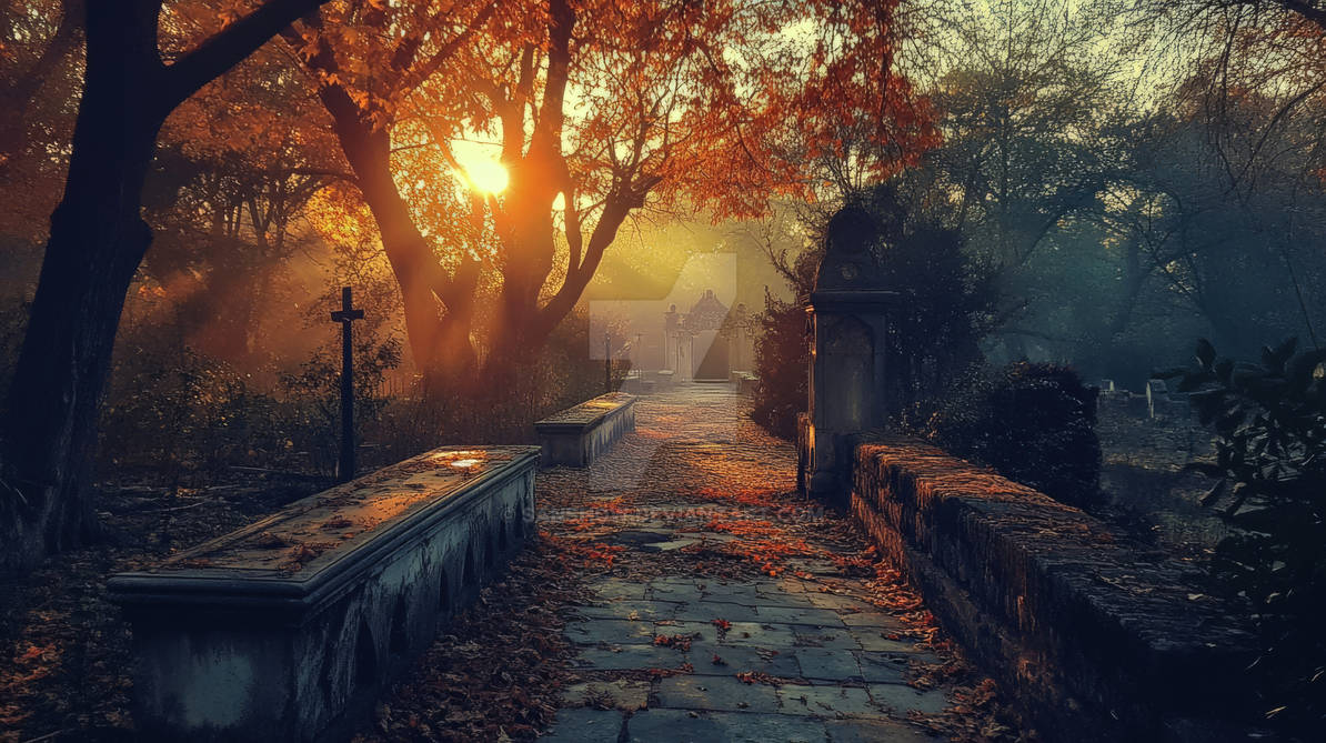 Autumn Cemetery Path by SanShow on DeviantArt